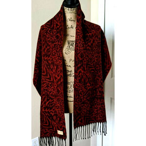 Primo Filo Scarf Italia Red & Black Tassels NEW